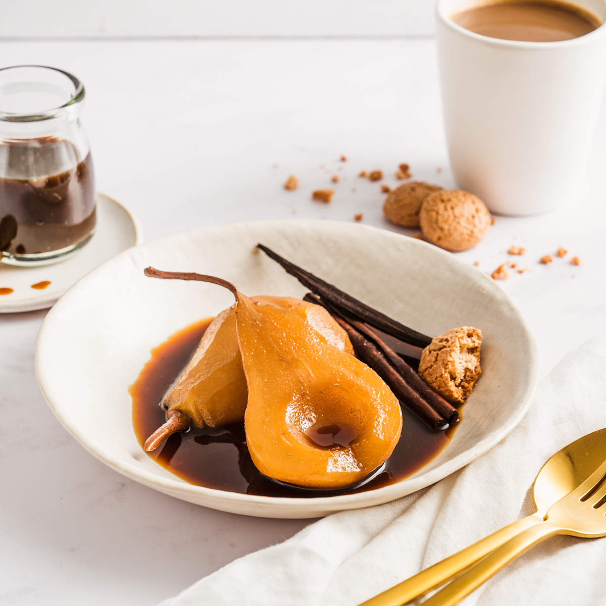 Poached Pears in Coffee Sauce Moccona AU